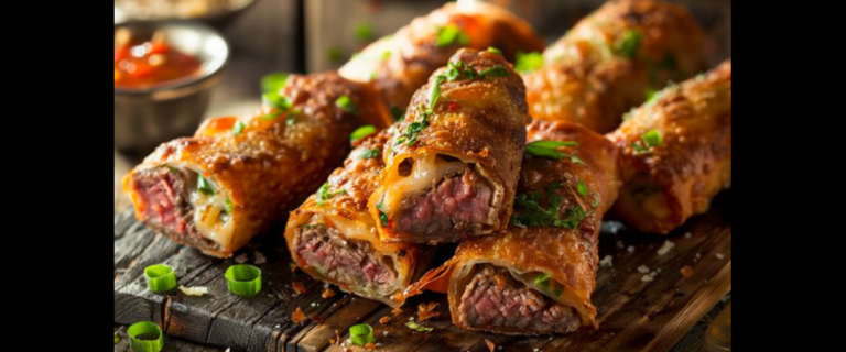 steak and cheese egg rolls